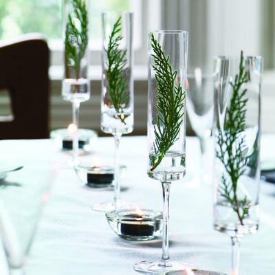 champagne flutes become vases